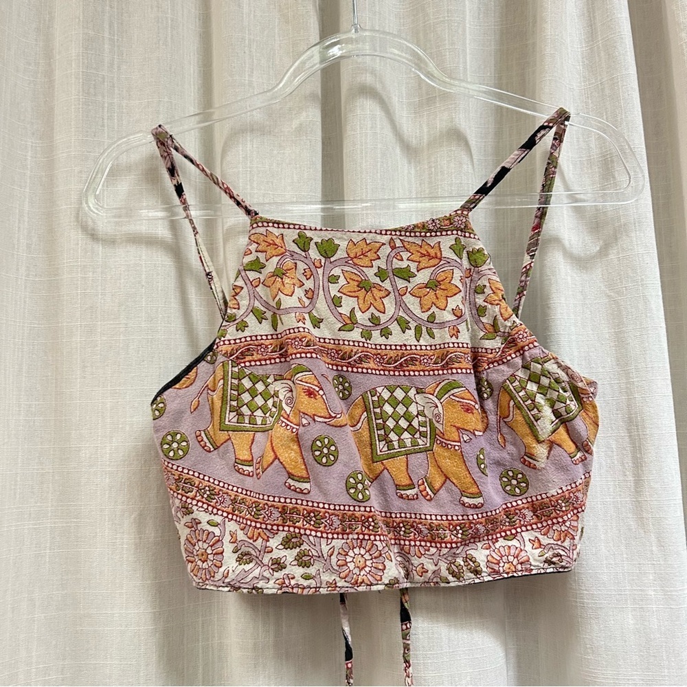 Reversible boho elephant festival crop top size small - Picture 10 of 10